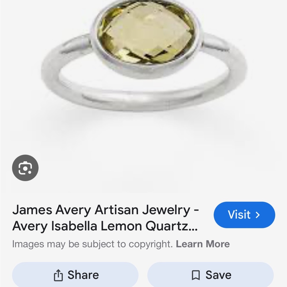 James Avery Yellow Silver Ring with Lemon Quartz